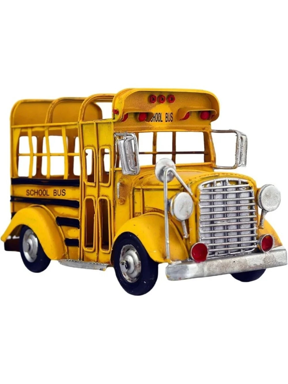 Vintage Iron School Bus Model Pen Holder | Desk Organizer & Home Decor Accent